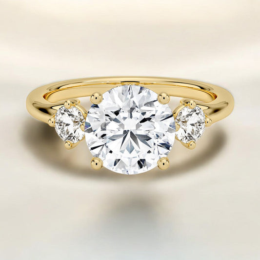 Floating Three Stone Lab Grown Diamond Engagement Ring