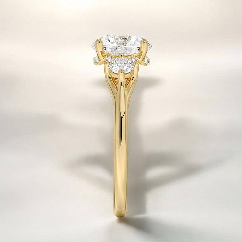 Floating Three Stone Lab Grown Diamond Engagement Ring