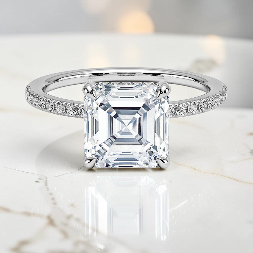 Valeriana Half Coverage Diamond Ring in 14K White Gold