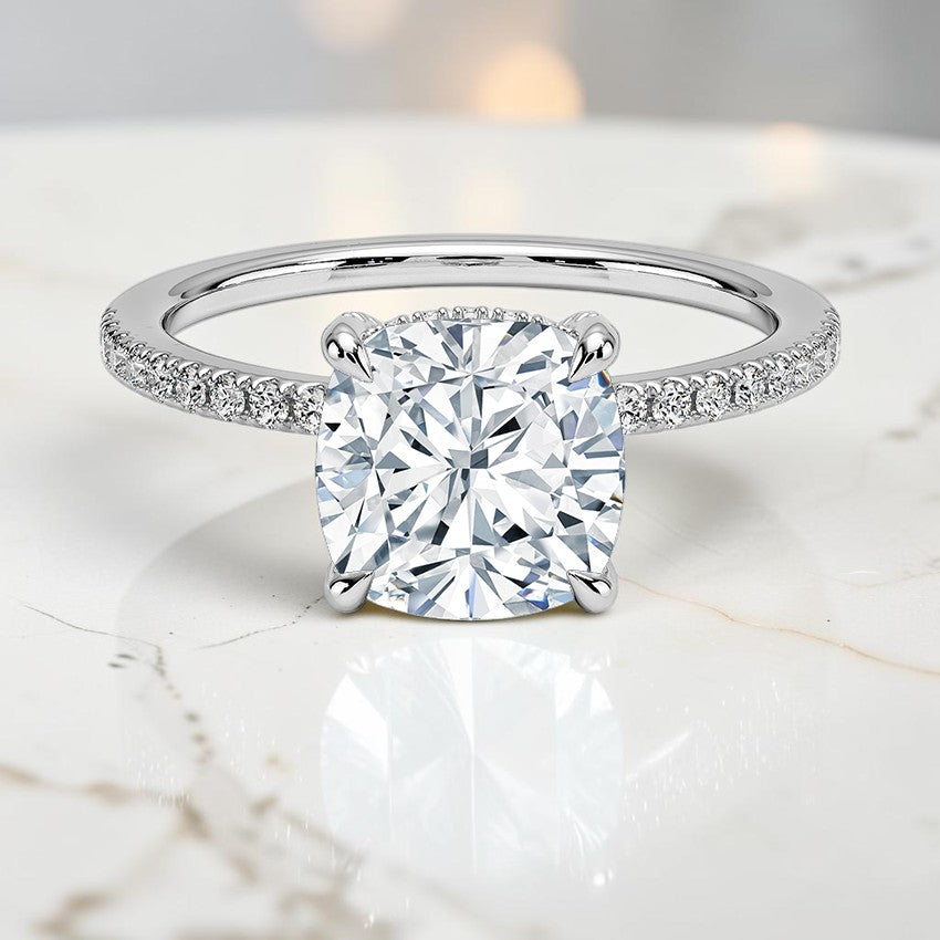 Valeriana Half Coverage Diamond Ring in 14K White Gold