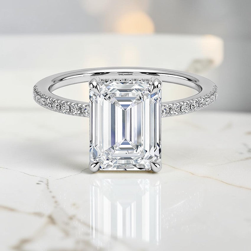 Valeriana Half Coverage Diamond Ring in 14K White Gold