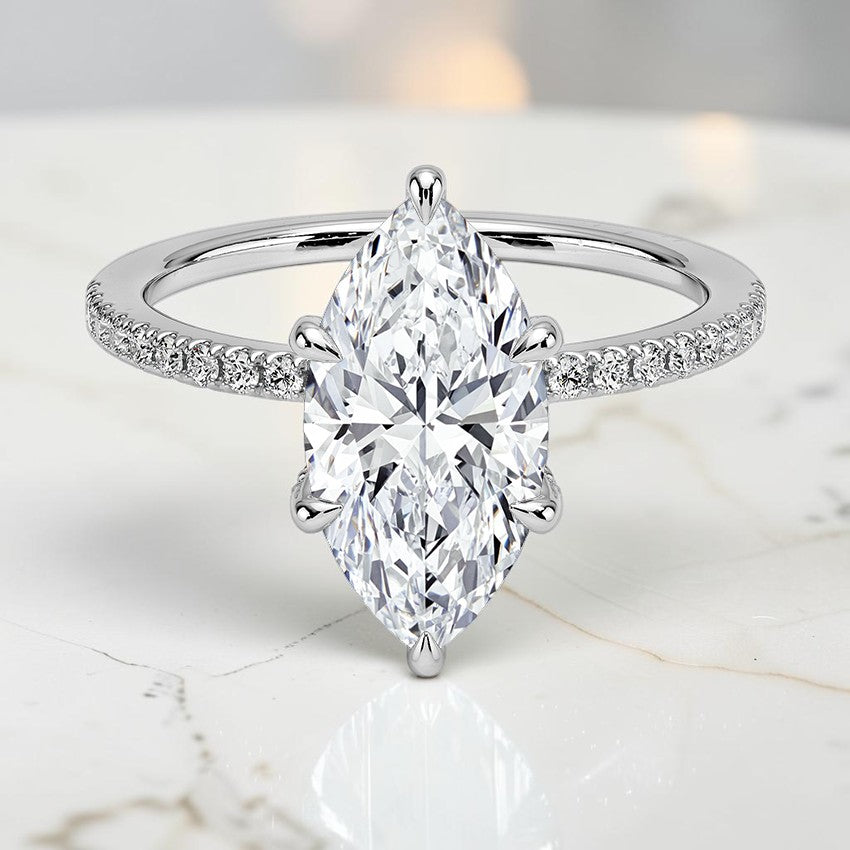 Valeriana Half Coverage Diamond Ring in 14K White Gold