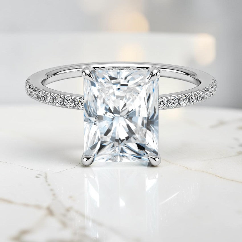 Valeriana Half Coverage Diamond Ring in 14K White Gold