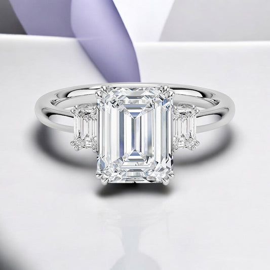 Double Prong Three Stone Lab Grown Diamond Engagement Ring