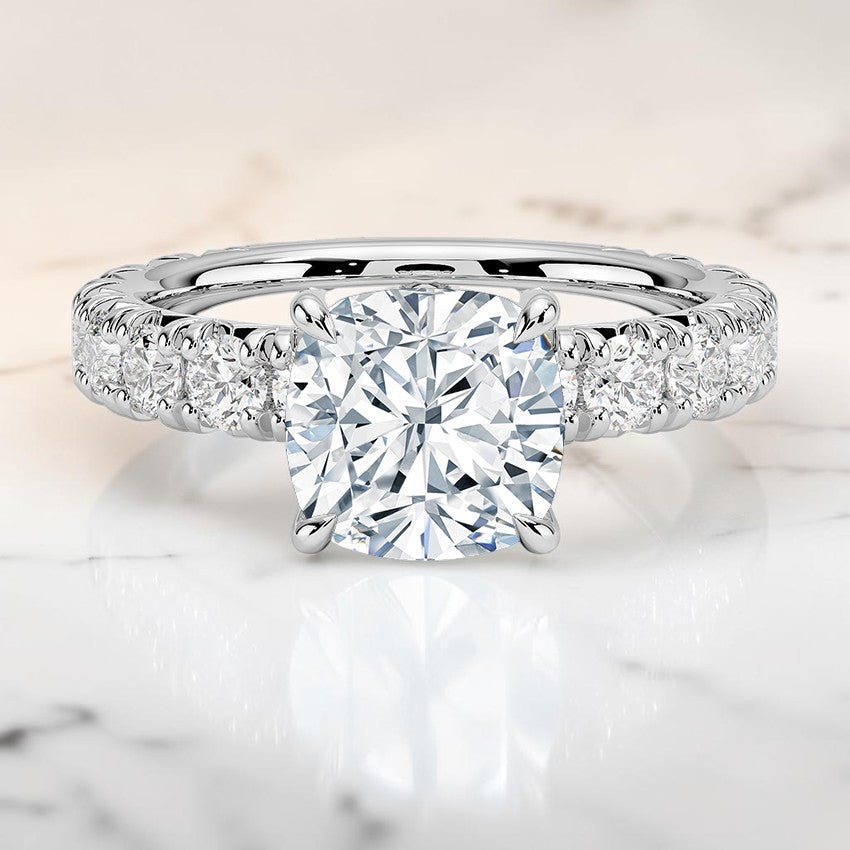 Elysia Three-Quarter Coverage Diamond Ring in 14K White Gold