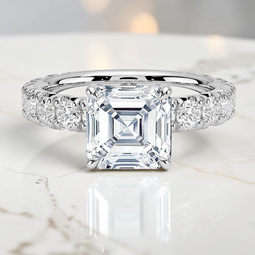 Elysia Three-Quarter Coverage Diamond Ring in 14K White Gold