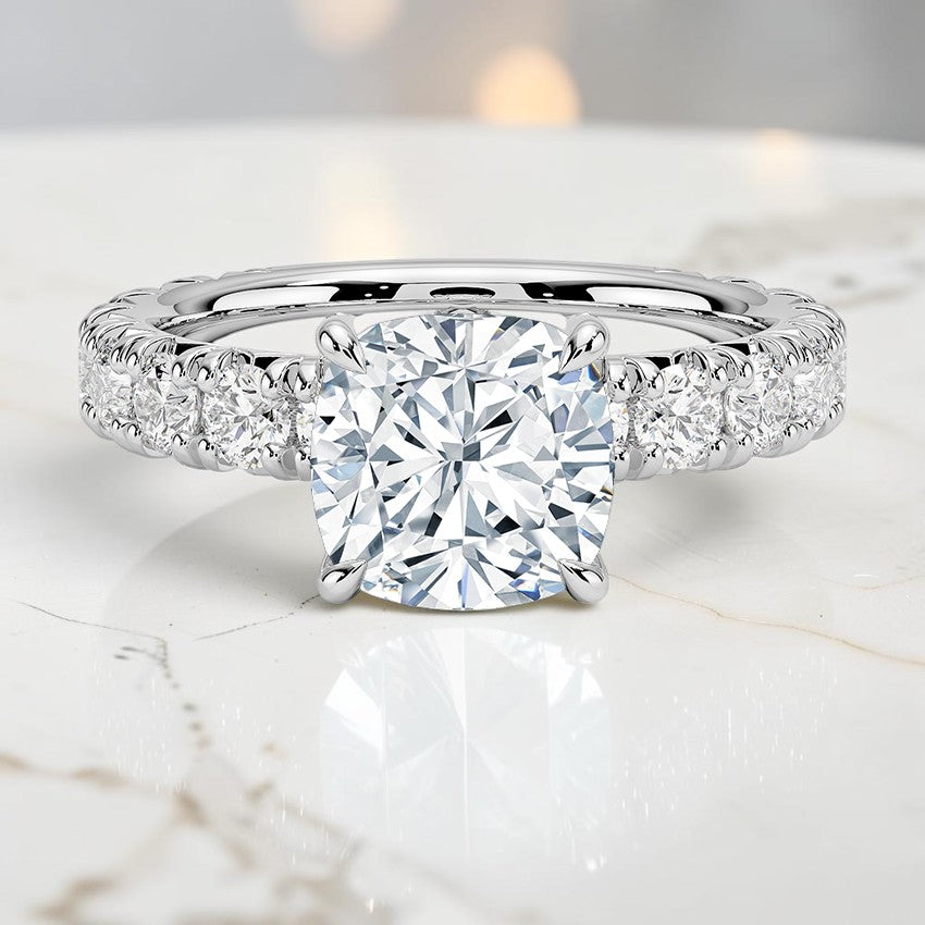 Elysia Three-Quarter Coverage Diamond Ring in 14K White Gold