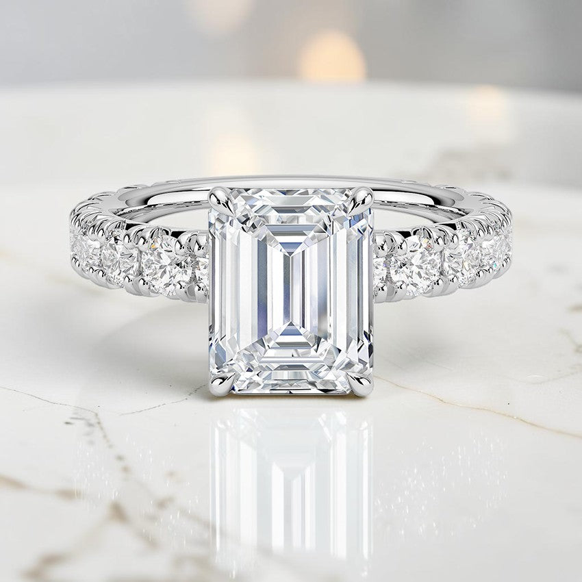 Elysia Three-Quarter Coverage Diamond Ring in 14K White Gold
