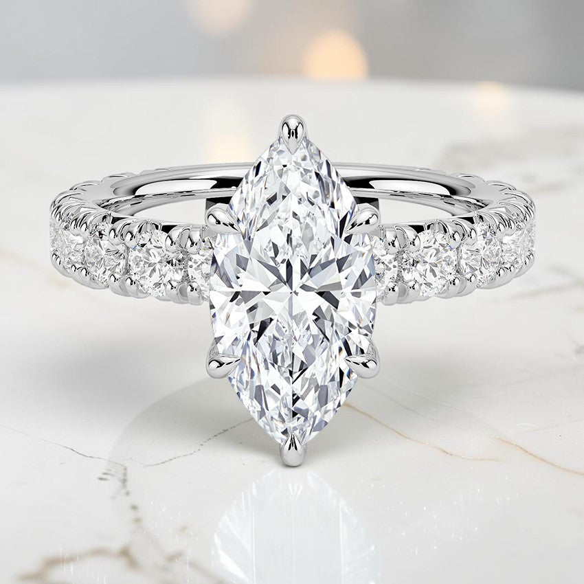 Elysia Three-Quarter Coverage Diamond Ring in 14K White Gold