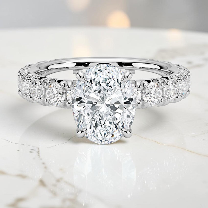 Elysia Three-Quarter Coverage Diamond Ring in 14K White Gold