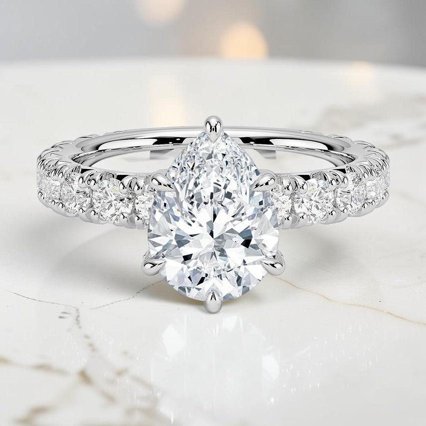 Elysia Three-Quarter Coverage Diamond Ring in 14K White Gold