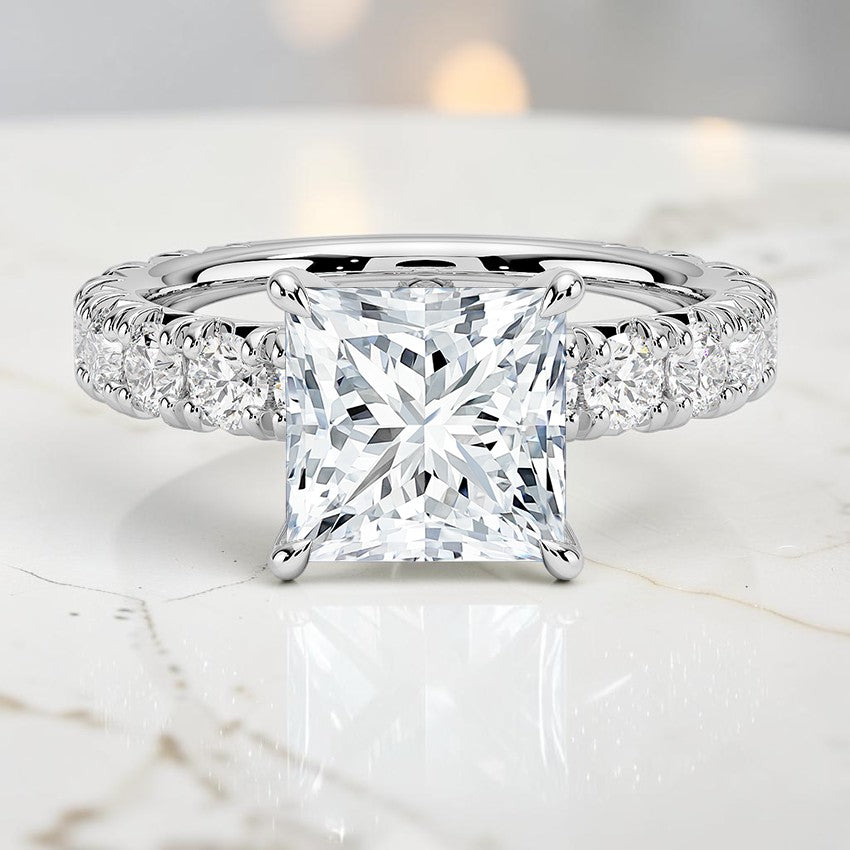 Elysia Three-Quarter Coverage Diamond Ring in 14K White Gold
