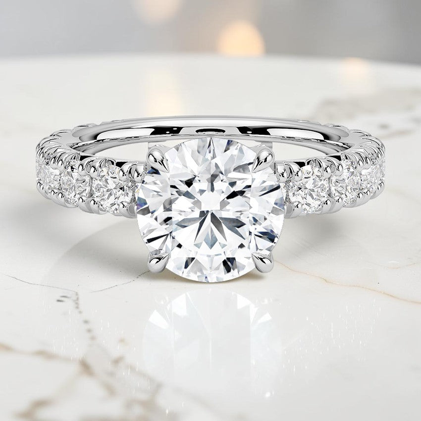 Elysia Three-Quarter Coverage Diamond Ring in 14K White Gold