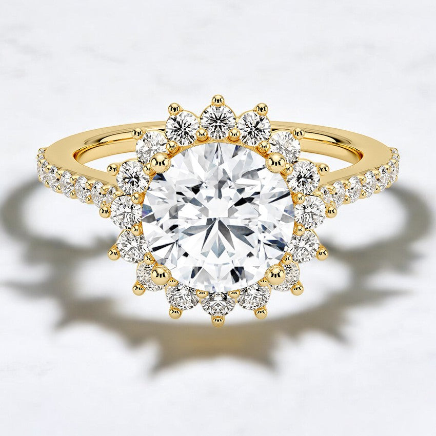 Halo Lab Grown Diamond Engagement Ring - Where Nature Meets Artistry