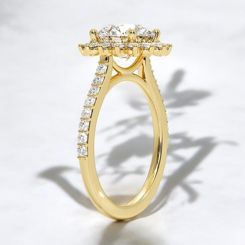 Halo Lab Grown Diamond Engagement Ring - Where Nature Meets Artistry