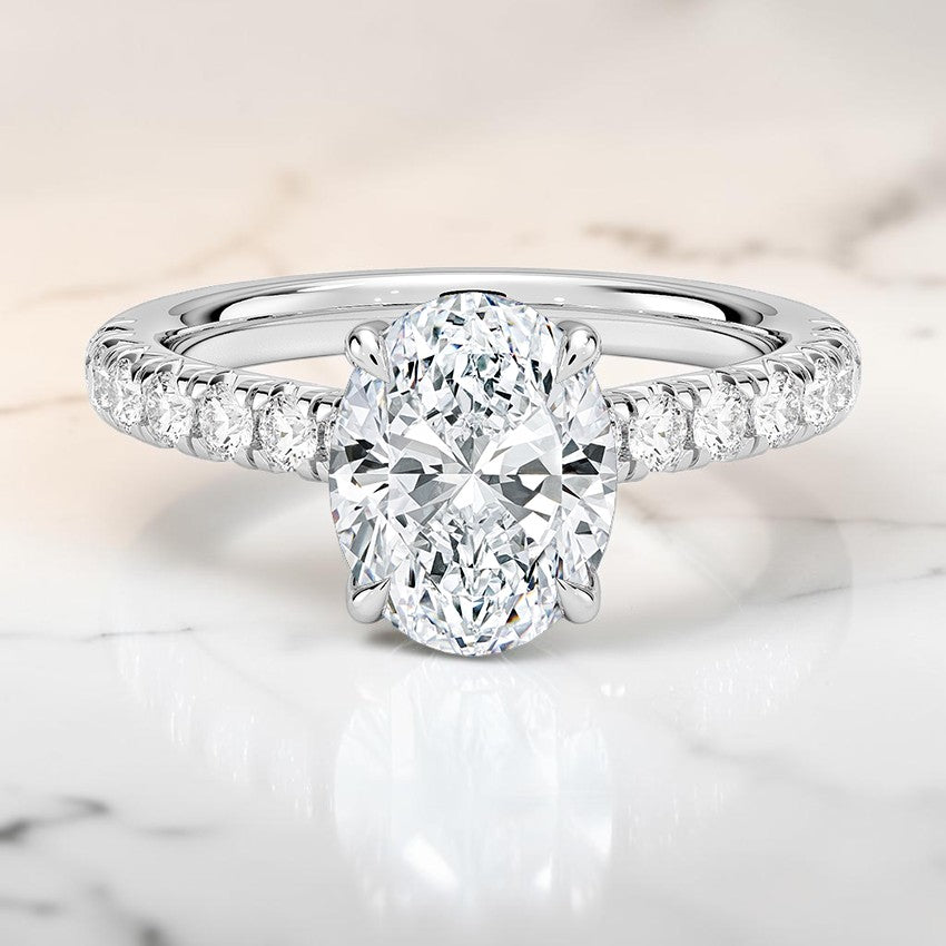 Verona Half Coverage Diamond Ring in 14K White Gold