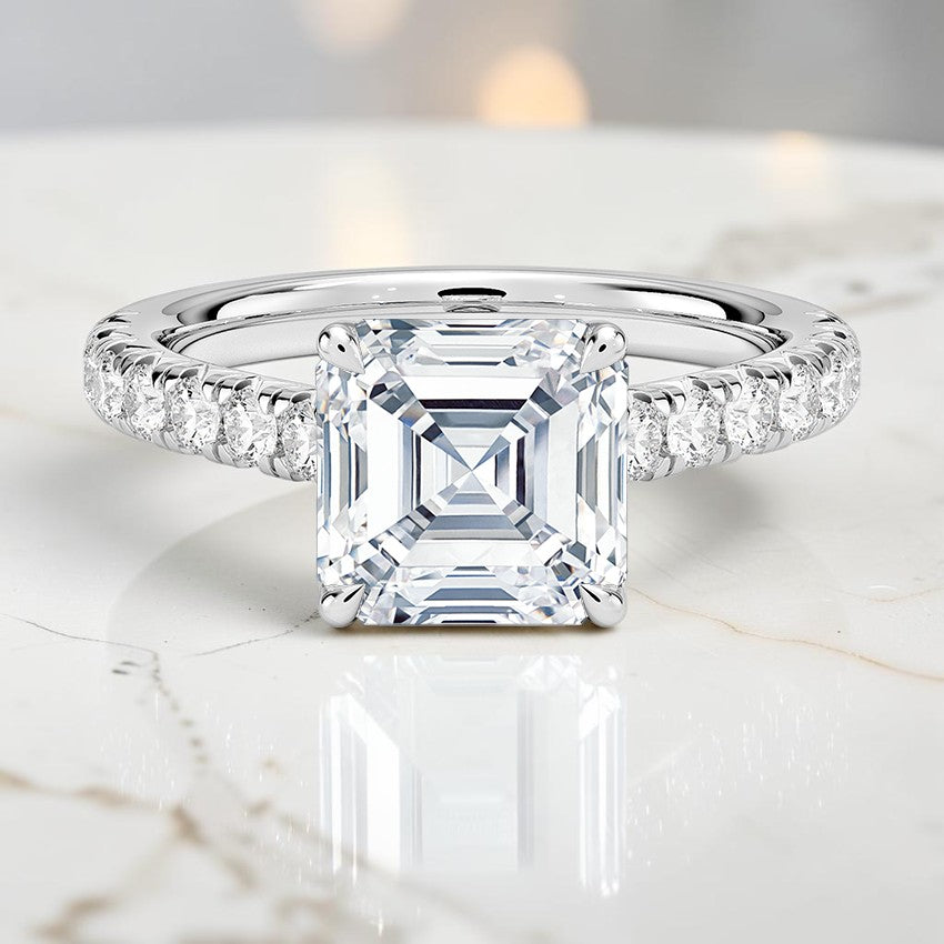 Verona Half Coverage Diamond Ring in 14K White Gold