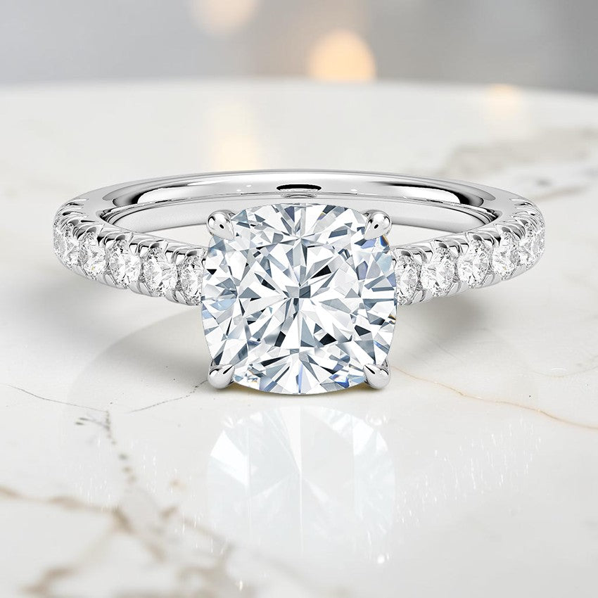 Verona Half Coverage Diamond Ring in 14K White Gold