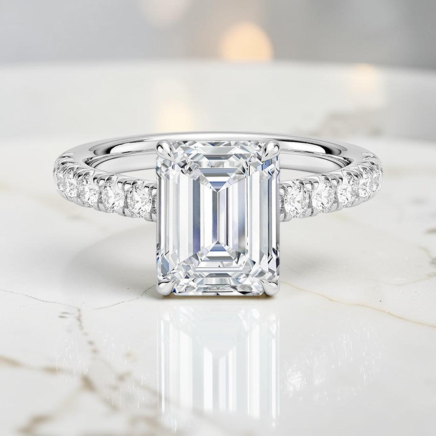 Verona Half Coverage Diamond Ring in 14K White Gold