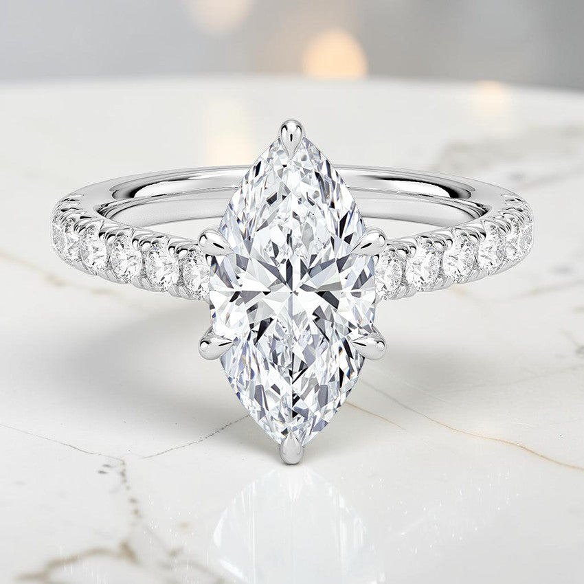 Verona Half Coverage Diamond Ring in 14K White Gold