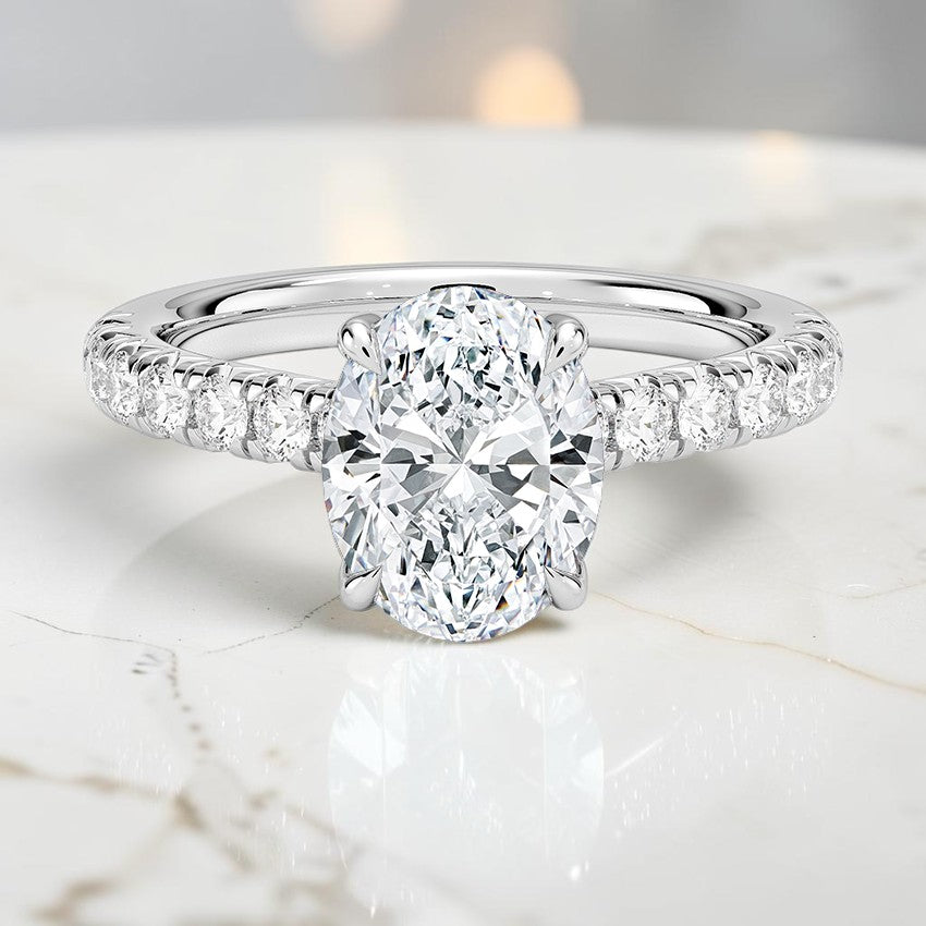 Verona Half Coverage Diamond Ring in 14K White Gold