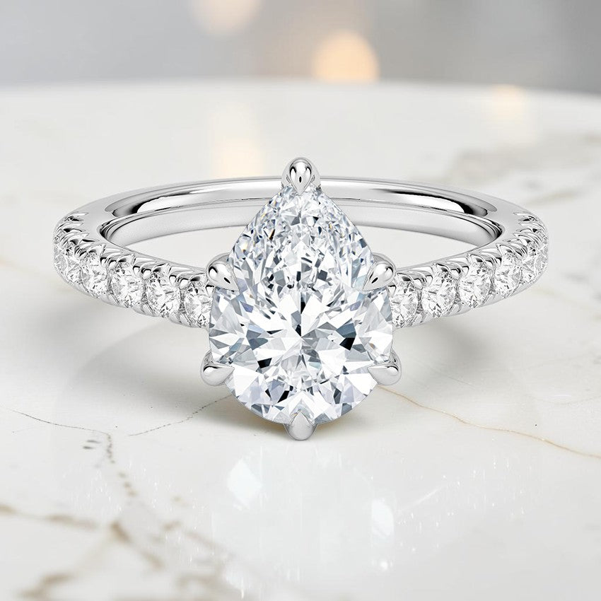 Verona Half Coverage Diamond Ring in 14K White Gold