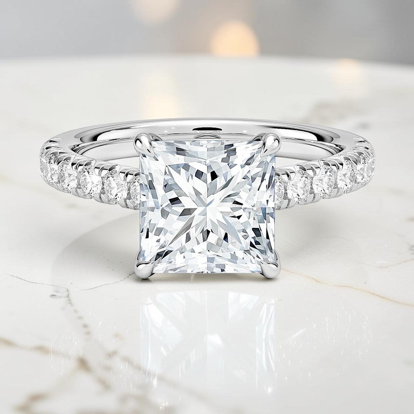 Verona Half Coverage Diamond Ring in 14K White Gold
