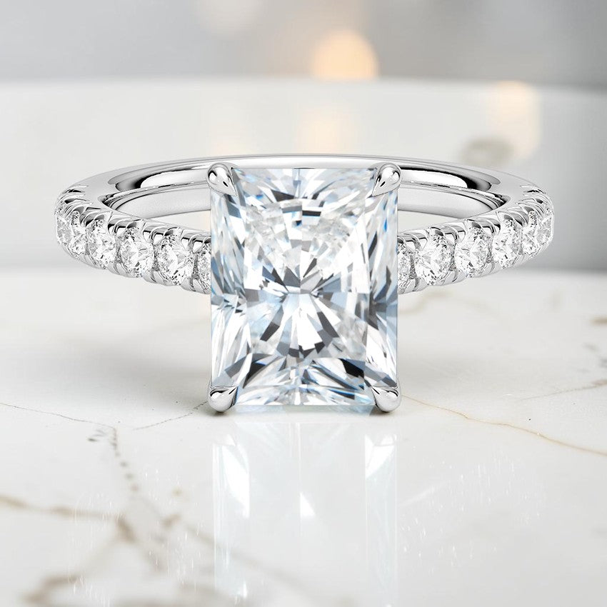 Verona Half Coverage Diamond Ring in 14K White Gold
