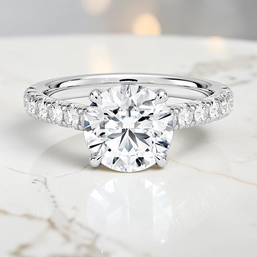 Verona Half Coverage Diamond Ring in 14K White Gold