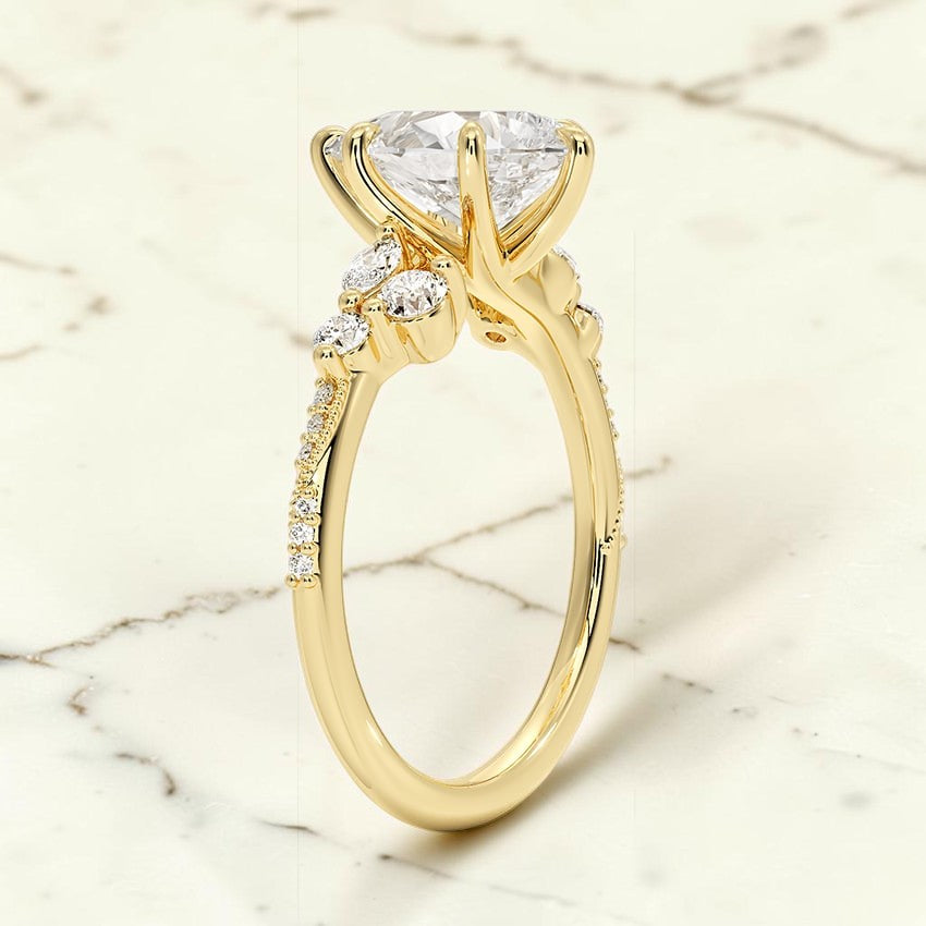 Luxe Magnolia Milgrain Diamond Ring in 14K Yellow Gold