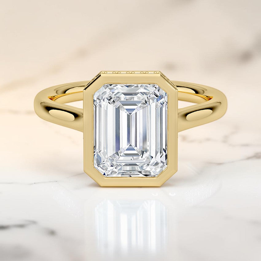 Stella Hidden Halo Diamond Ring in 14K Yellow Gold