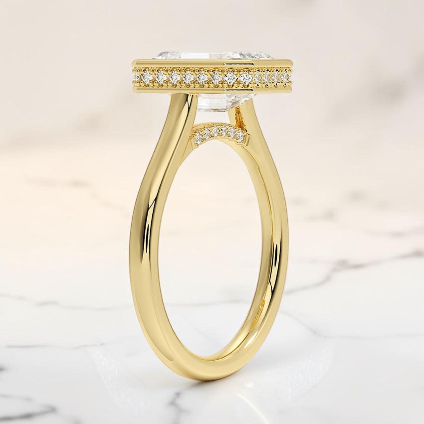 Stella Hidden Halo Diamond Ring in 14K Yellow Gold