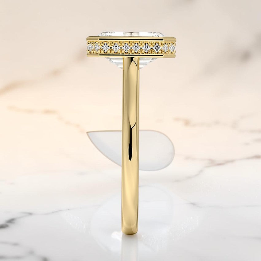Stella Hidden Halo Diamond Ring in 14K Yellow Gold