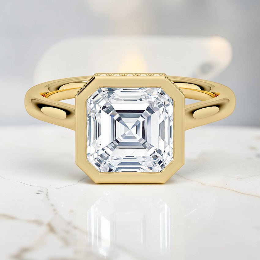 Stella Hidden Halo Diamond Ring in 14K Yellow Gold