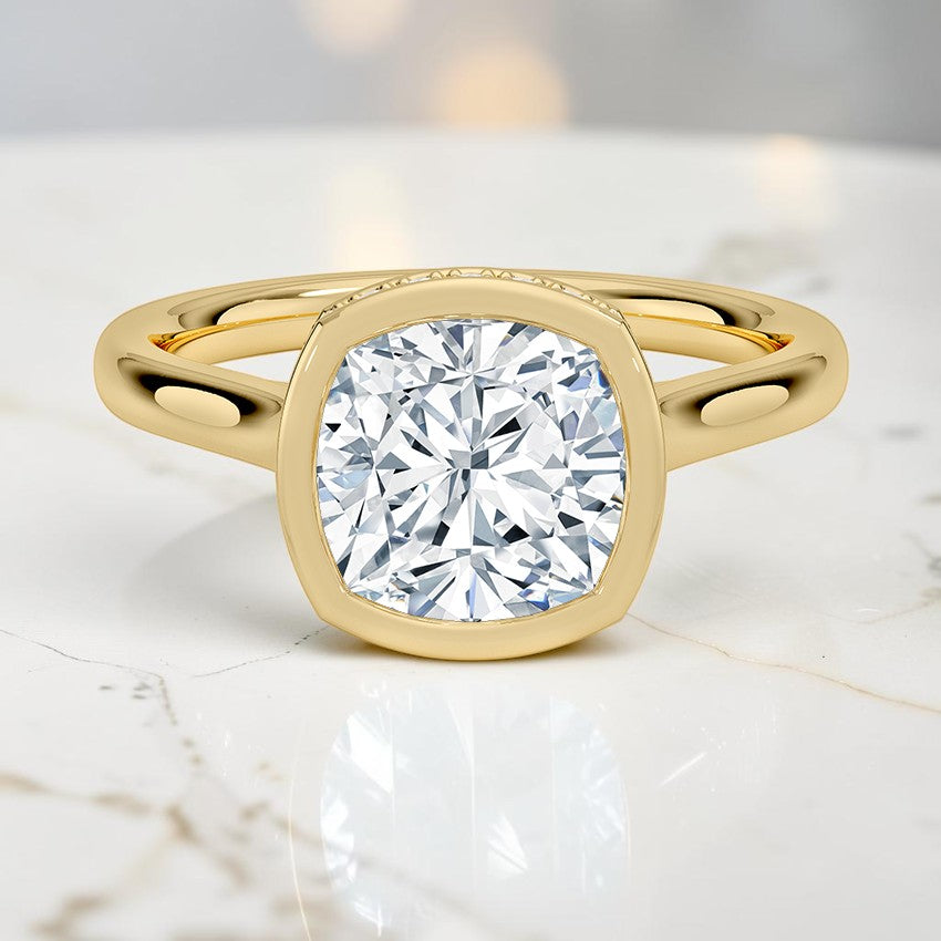 Stella Hidden Halo Diamond Ring in 14K Yellow Gold