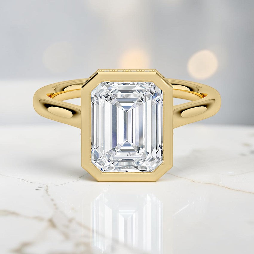 Stella Hidden Halo Diamond Ring in 14K Yellow Gold
