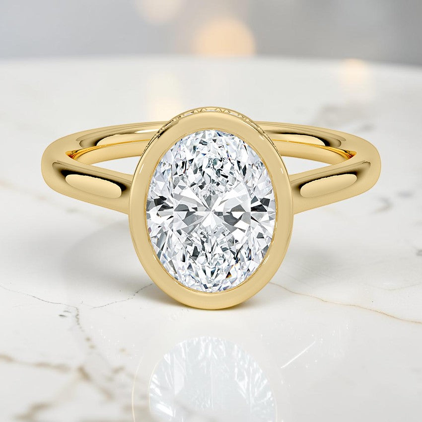 Stella Hidden Halo Diamond Ring in 14K Yellow Gold
