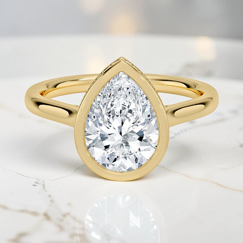 Stella Hidden Halo Diamond Ring in 14K Yellow Gold