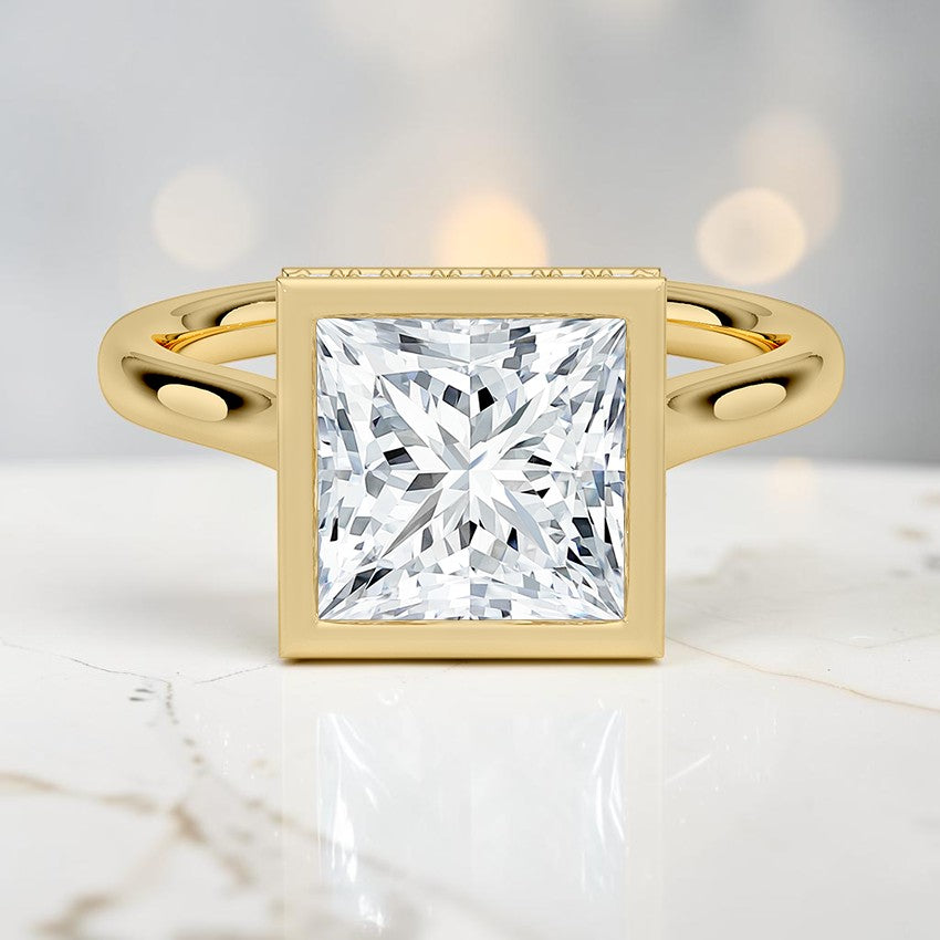 Stella Hidden Halo Diamond Ring in 14K Yellow Gold
