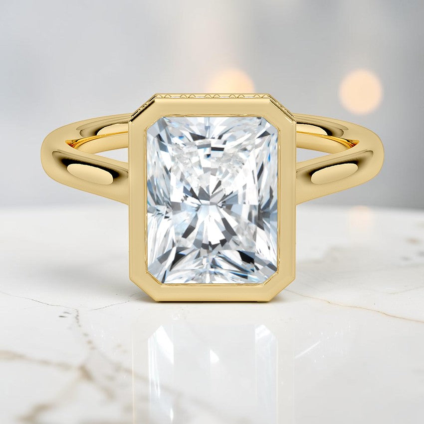 Stella Hidden Halo Diamond Ring in 14K Yellow Gold