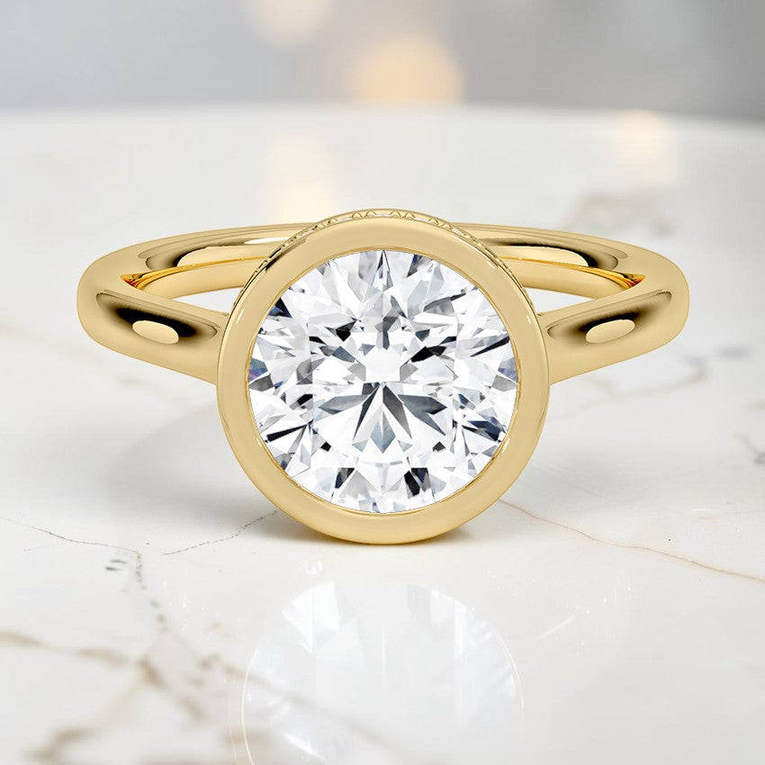 Stella Hidden Halo Diamond Ring in 14K Yellow Gold