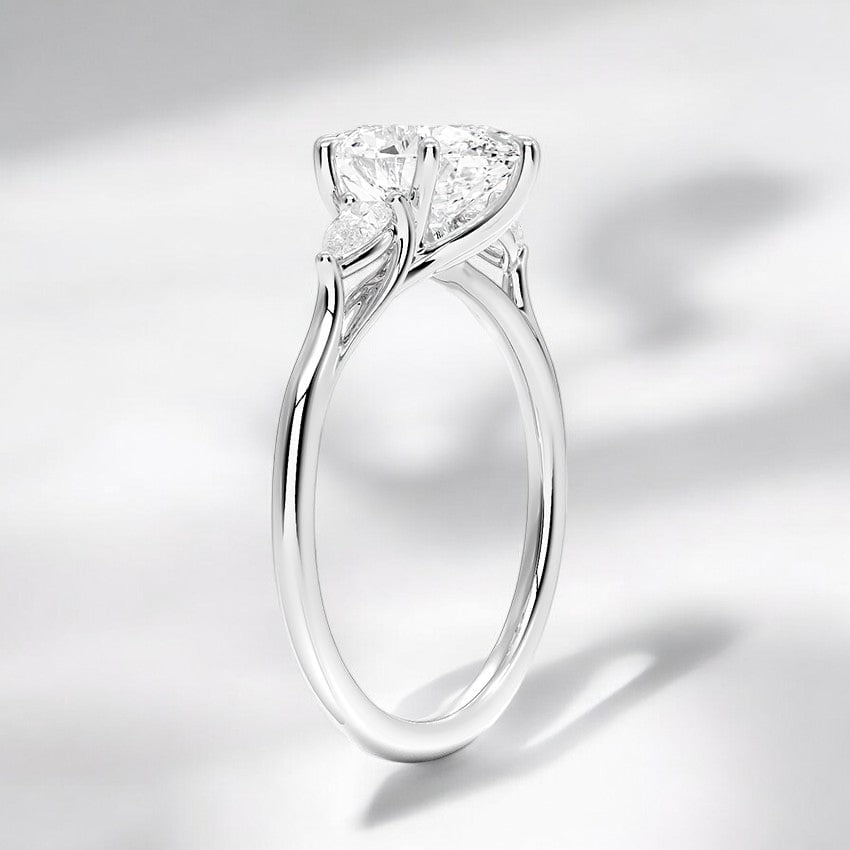 Three Stone Pear Lab Grown Diamond Engagement Ring