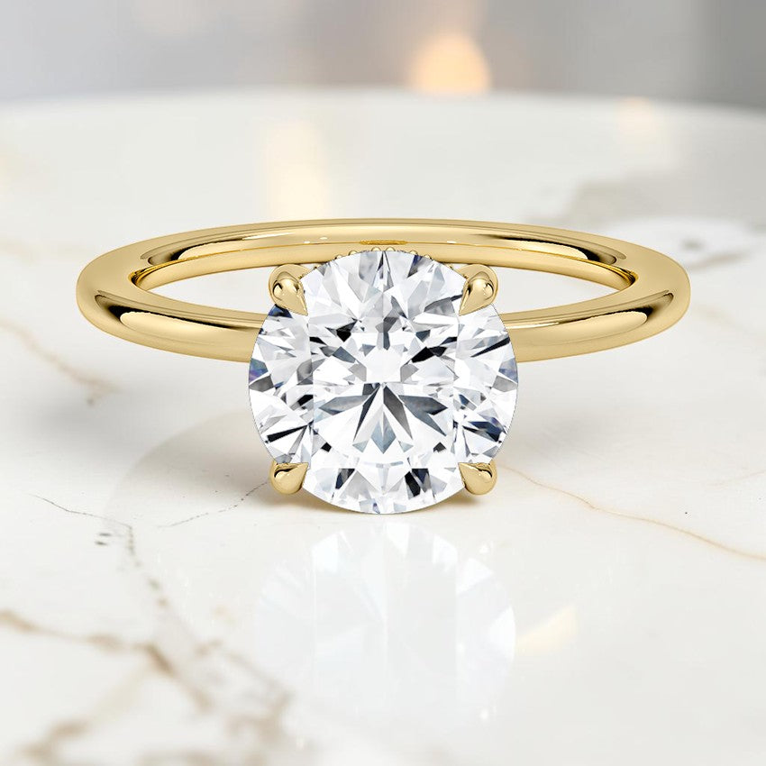 Beatrice Perfect Fit Hidden Halo 1.4mm Diamond Ring in 14K Yellow Gold
