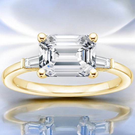 East West Tapered Baguette Lab Grown Diamond Engagement Ring