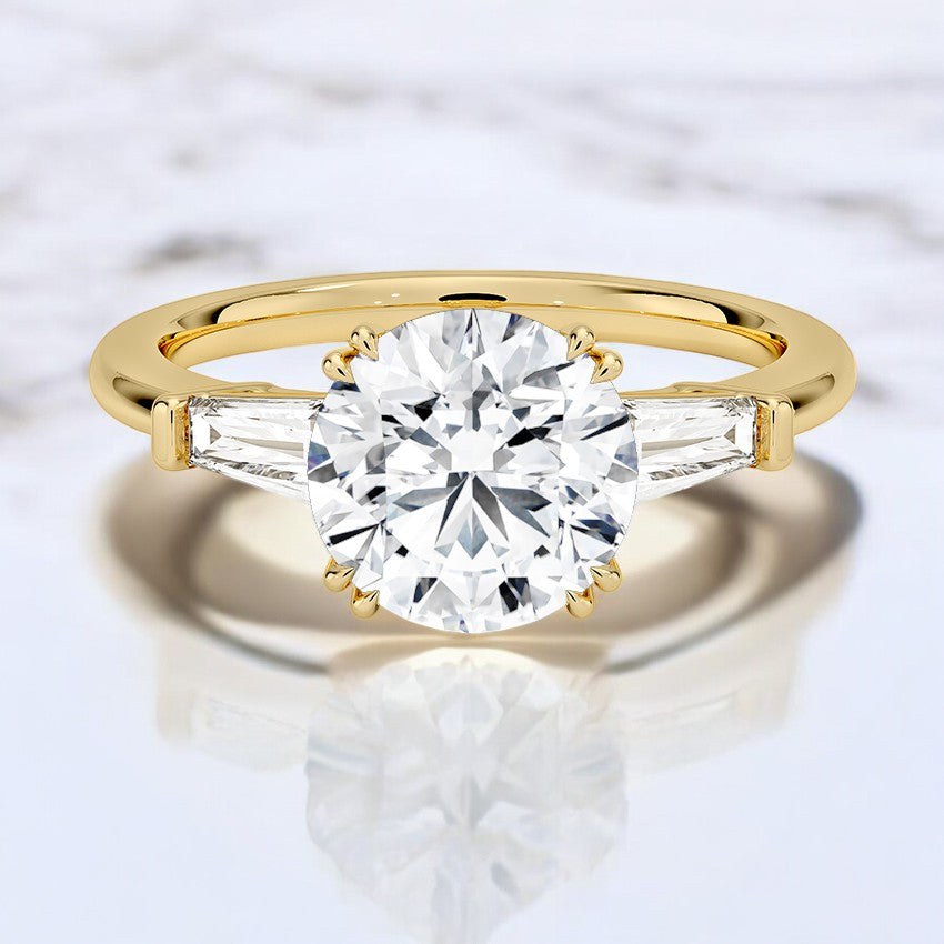 Double Prong Three Stone Lab Grown Diamond Engagement Ring