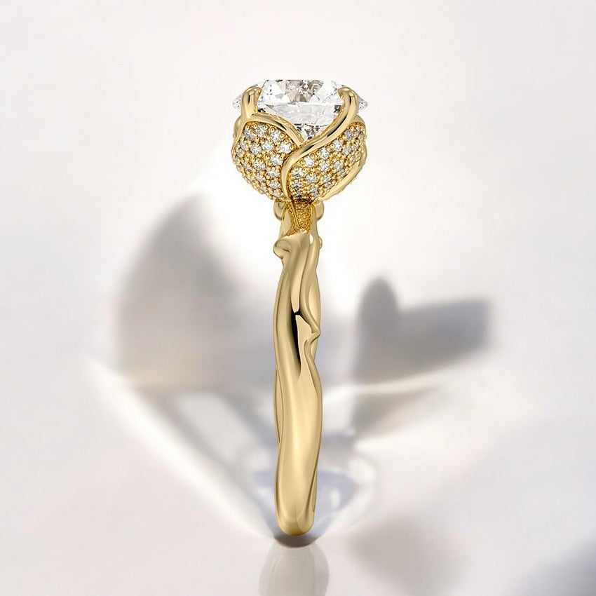 Rose Hidden Accent Lab Grown Diamond Engagement Ring - A Bold Statement of Individuality