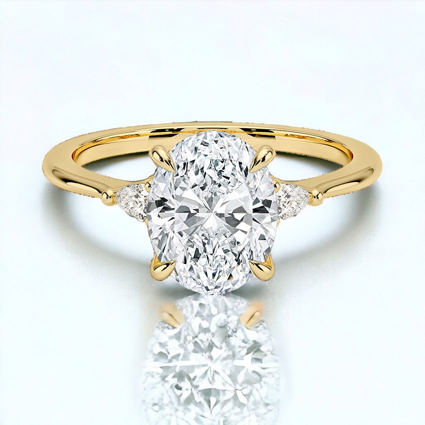 Petite Three Stone Lab Grown Diamond Engagement Ring