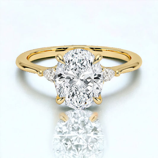 Petite Three Stone Lab Grown Diamond Engagement Ring