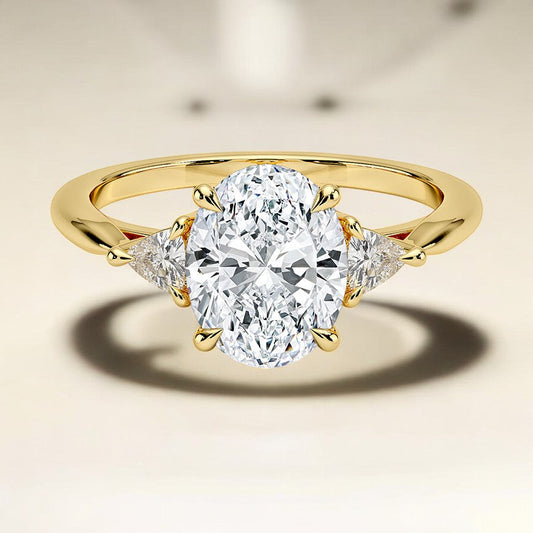 Trillion Cut Three Stone Lab Grown Diamond Engagement Ring