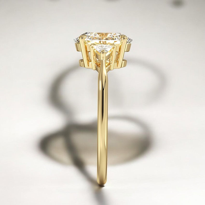 Trillion Cut Three Stone Lab Grown Diamond Engagement Ring